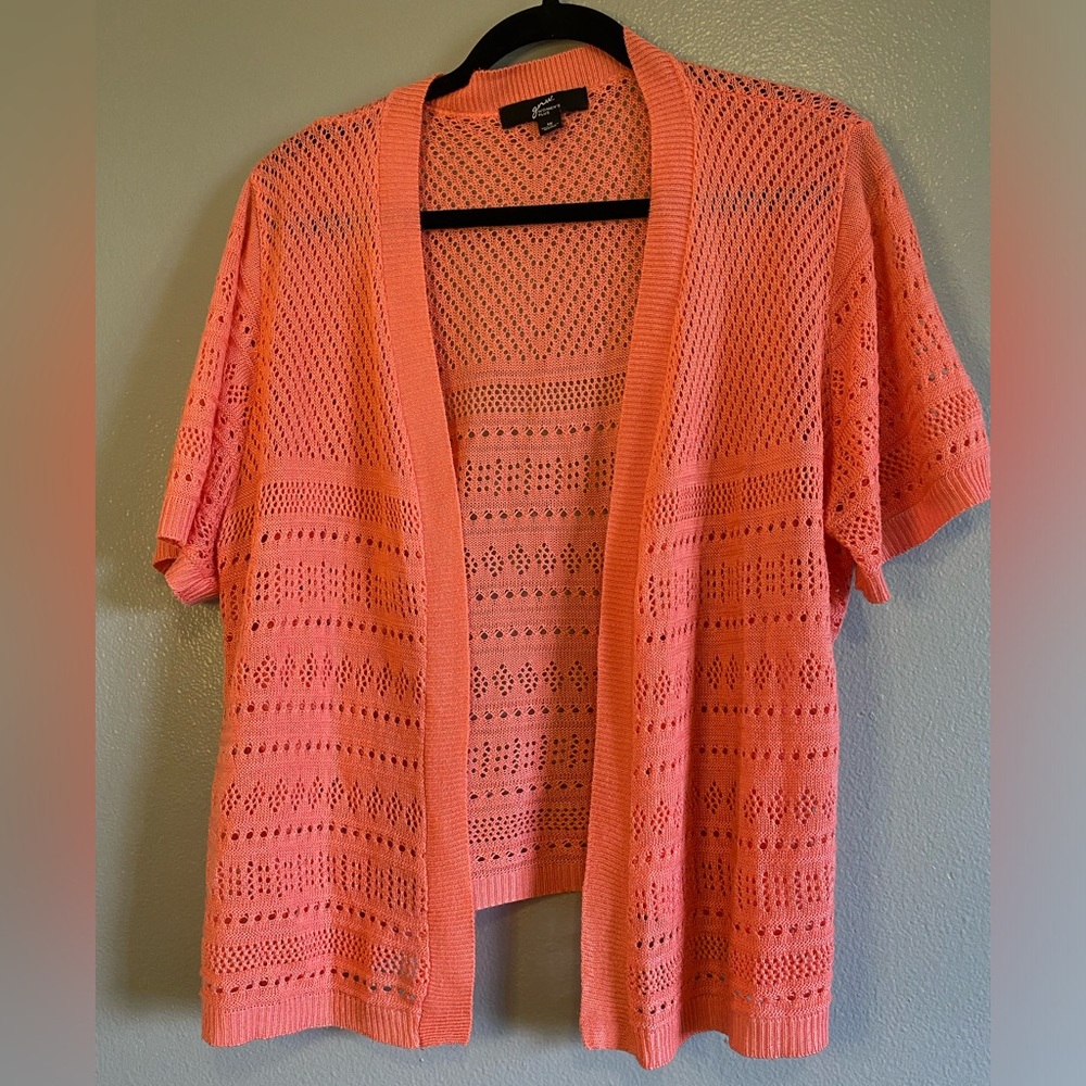 GNW women’s plus size 1X salmon open front short sleeved bolero/summer coverup